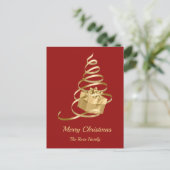 金ゴールドリボンクリスマスプレゼントホリディポストカード シーズンポストカード