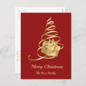 金ゴールドリボンクリスマスプレゼントホリディポストカード シーズンポストカード