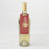 金ゴールドリボンクリスマスプレゼントボトルハンガーラベル ボトルネックタグ (ボトル)