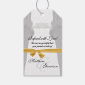 金ゴールドリボンゲイ結婚のヴィンテージブーム ギフトタグ (正面)