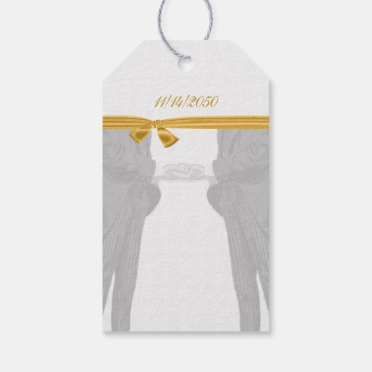 金ゴールドリボンゲイ結婚のヴィンテージブーム ギフトタグ (裏面)