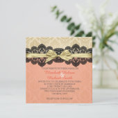 金ゴールドリボンダマスクレースコーラルウェディングエグスト 招待状 (スタンド正面)