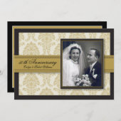 金ゴールドリボンダマスク記念日パーティの招待状 招待状 (正面/裏面)