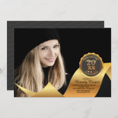 金ゴールドリボンフォトグラジェーション招待状 招待状 (正面/裏面)