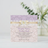 金ゴールドリボンフローララベンダーダマスウェディング招待状 招待状 (スタンド正面)