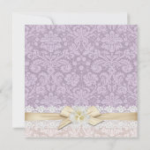 金ゴールドリボンフローララベンダーダマスウェディング招待状 招待状 (裏面)