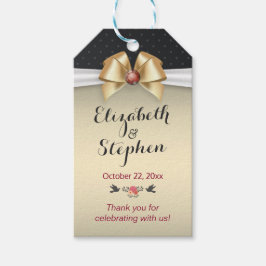 金ゴールドリボンレッドダイヤ結婚モンドのサンキューギフトラベル ギフトタグ
