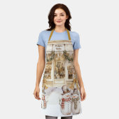 金ゴールドリボン冬ベーカリー エプロン (着用した状態)