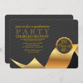 金ゴールドリボン卒業招待状 招待状 (正面/裏面)