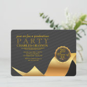 金ゴールドリボン卒業招待状 招待状 (スタンド正面)