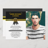 金ゴールドリボン大学院写真招待状 招待状 (正面/裏面)