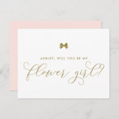 金ゴールドリボン弓は私の花ガールカード ポストカード (正面/裏面)