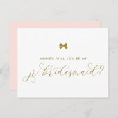 金ゴールドリボン弓は私のJrブライドメイドのカード ポストカード (正面/裏面)