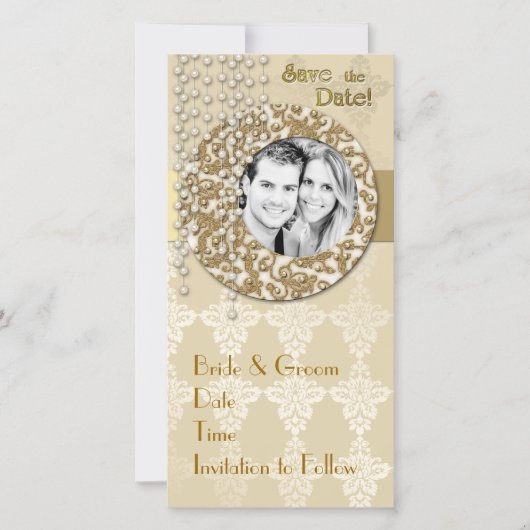 金ゴールドリボン日付の保存 セーブザデート (正面)