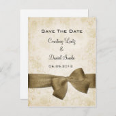 金ゴールドリボン日付の保存 案内ポストカード (正面/裏面)