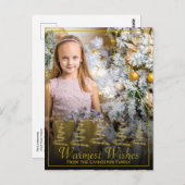 金ゴールドリボン様式化クリスマスツリーフォトホリデー ポストカード (正面/裏面)