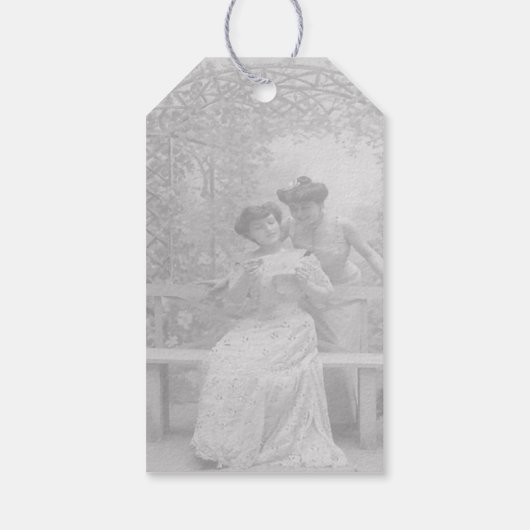 金ゴールドリボン結婚ゲイの2つの花束ありがとう ギフトタグ (裏面)