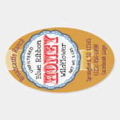 金ゴールドリボン赤ヴィンテージタイポグラフィハニーシール 楕円形シール (正面)