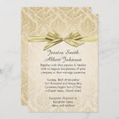 金ゴールドリボン金ゴールドダマスクウェディング招待状 招待状 (正面/裏面)