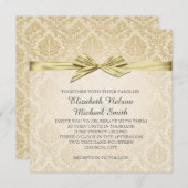 金ゴールドリボン金ゴールドダマスクウェディング招待状 招待状 (正面/裏面)