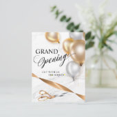 金ゴールドリボン銀風船はさみ大口 インビテーションポストカード (スタンド正面)