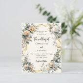 金ゴールドリボン黄色花模様結婚式招待状 (スタンド正面)