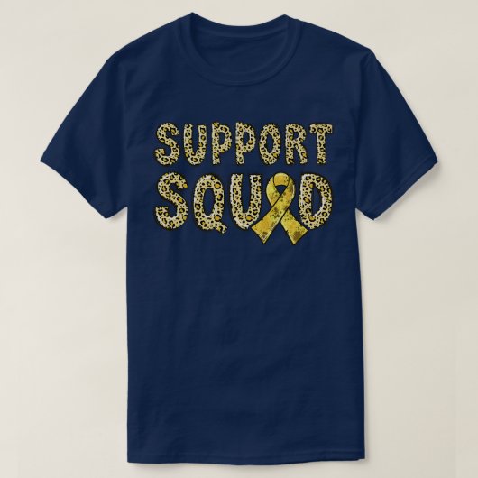 金ゴールドリボンLeopard Print Support Squad幼少期 Tシャツ (デザイン正面)