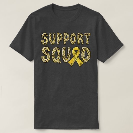 金ゴールドリボンLeopard Print Support Squad幼少期 Tシャツ (デザイン正面)