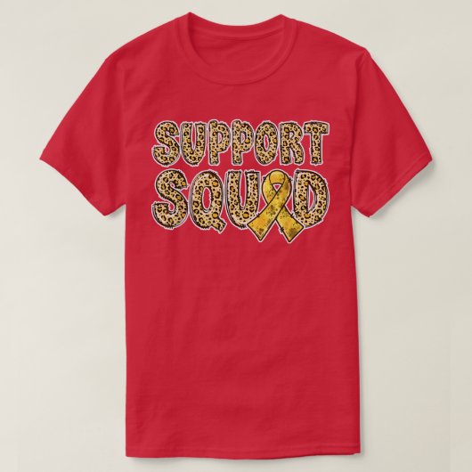 金ゴールドリボンLeopard Print Support Squad幼少期 Tシャツ (デザイン正面)