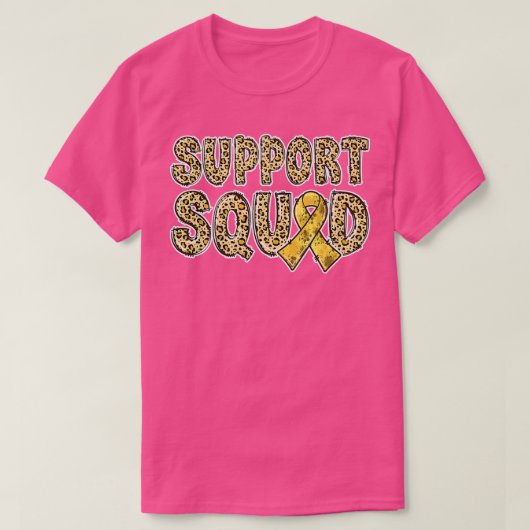 金ゴールドリボンLeopard Print Support Squad幼少期 Tシャツ (デザイン正面)