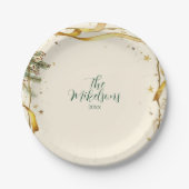 金ゴールドリボ素朴ンクリスマスパーティー ペーパープレート (正面)