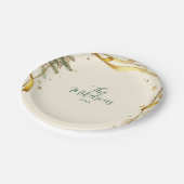 金ゴールドリボ素朴ンクリスマスパーティー ペーパープレート (アングル)