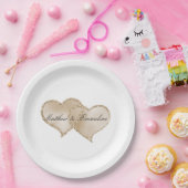 金ゴールドリュックスグリッターグリッツハート結婚ズ ペーパープレート (パーティー)