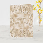 金ゴールドリュックスグリッターゼブラプリント誕生日 カード (黄色い花)