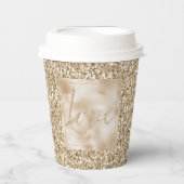 金ゴールドリュックスグリッターラブクリスマス 紙コップ (正面)