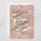 金ゴールドリュックス赤面ピンクグリッターヒョウ印刷 招待状 (正面)