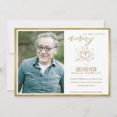 金ゴールドリリー写真悔やみや弔慰記念サービス招待状 サンキューカード (正面)