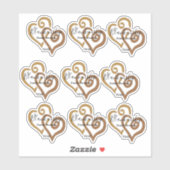 金ゴールドリンクハートアートファミリー懇親会テンプレート シール (シート)