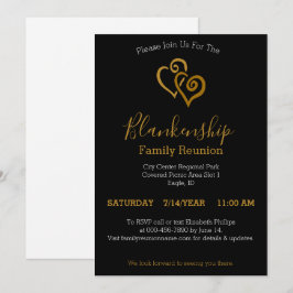 金ゴールドリンクハートファミリ懇親会テンプレート 招待状