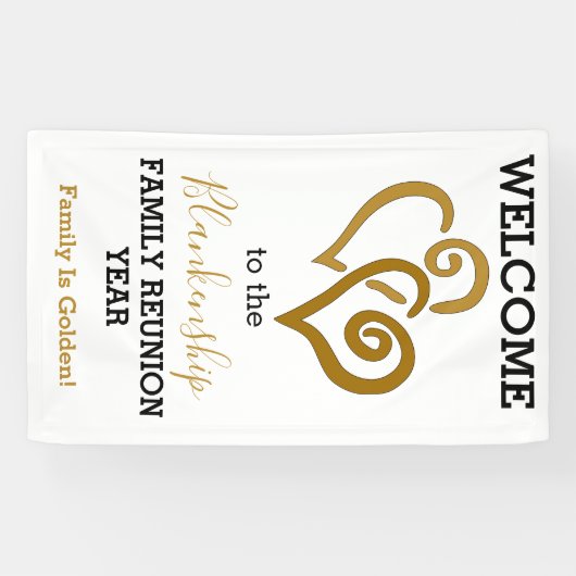 金ゴールドリンクハートファミリ懇親会テンプレート 横断幕 (横)