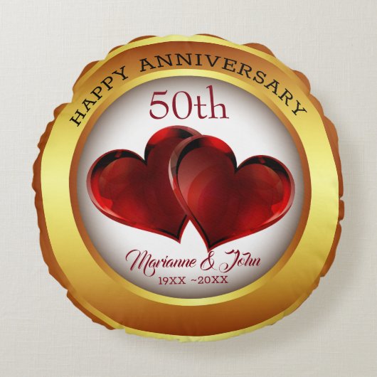 金ゴールドリングや輪とハート ラウンドクッション (正面)