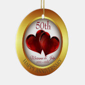 金ゴールドリングや輪と赤いハート セラミックオーナメント (右)