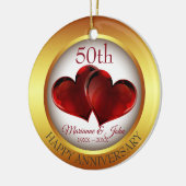 金ゴールドリングや輪と赤いハート セラミックオーナメント (左)