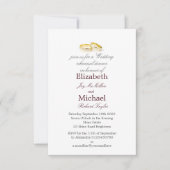 金ゴールドリングや輪エレガントなウェディングリハーサルディナー 招待状 (正面)