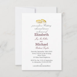 金ゴールドリングや輪エレガントなウェディングリハーサルディナー 招待状