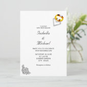 金ゴールドリングや輪オンブラック&ホワイト結婚ズ 招待状 (スタンド正面)