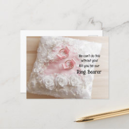 金ゴールドリングや輪サテン枕リングや輪持参人 案内ポストカード