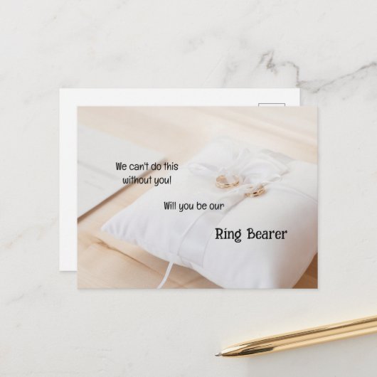 金ゴールドリングや輪サテン枕リングや輪持参人 案内ポストカード (正面/裏面インサイチュ)