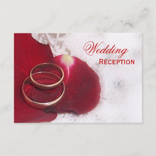 金ゴールドリングや輪バラ結婚花びら エンクロージャーカード (正面)