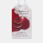 金ゴールドリングや輪バラ花びら結婚デザイン ギフトタグ (裏面)